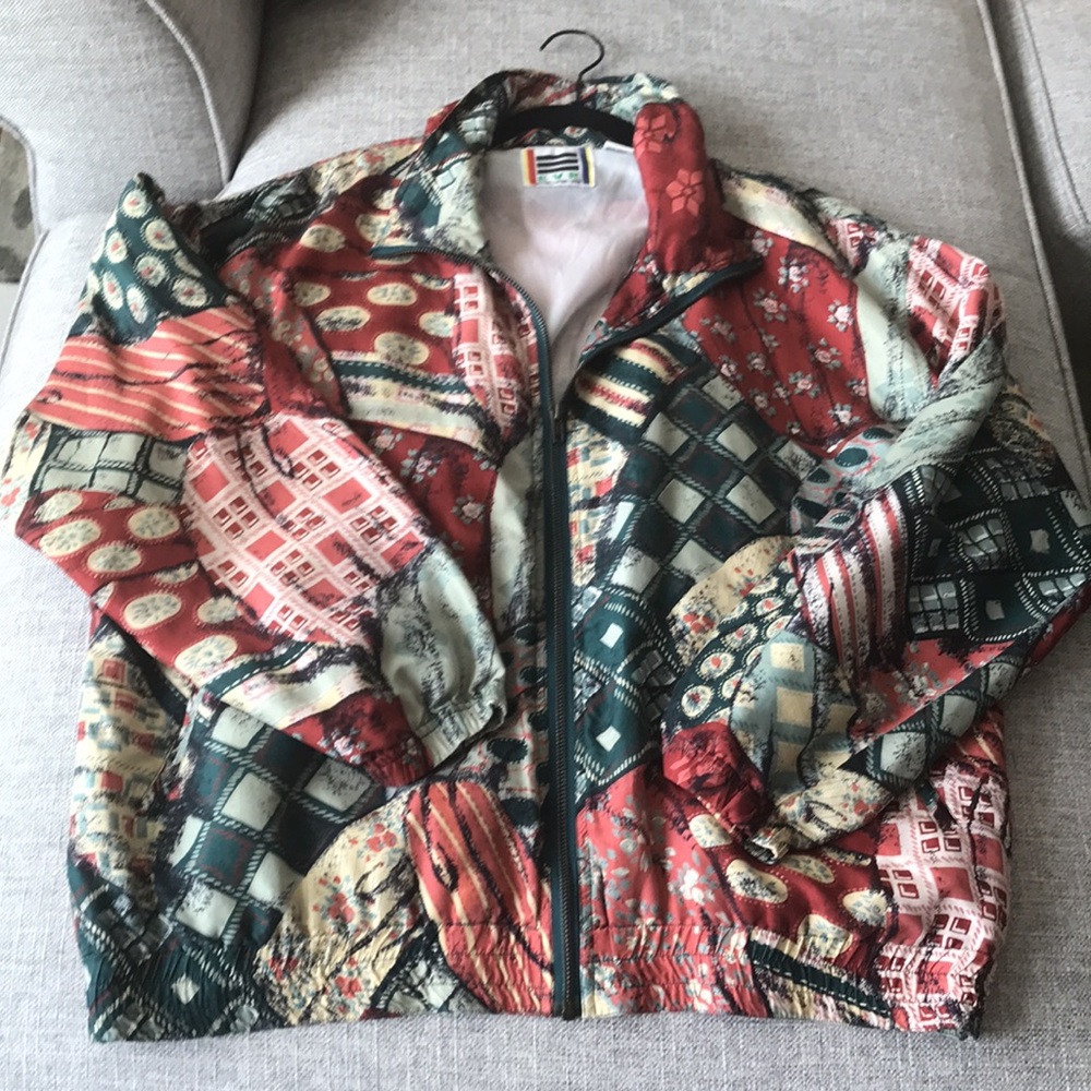 Vintage EVR Silk Patchwork Bomber Windbreaker